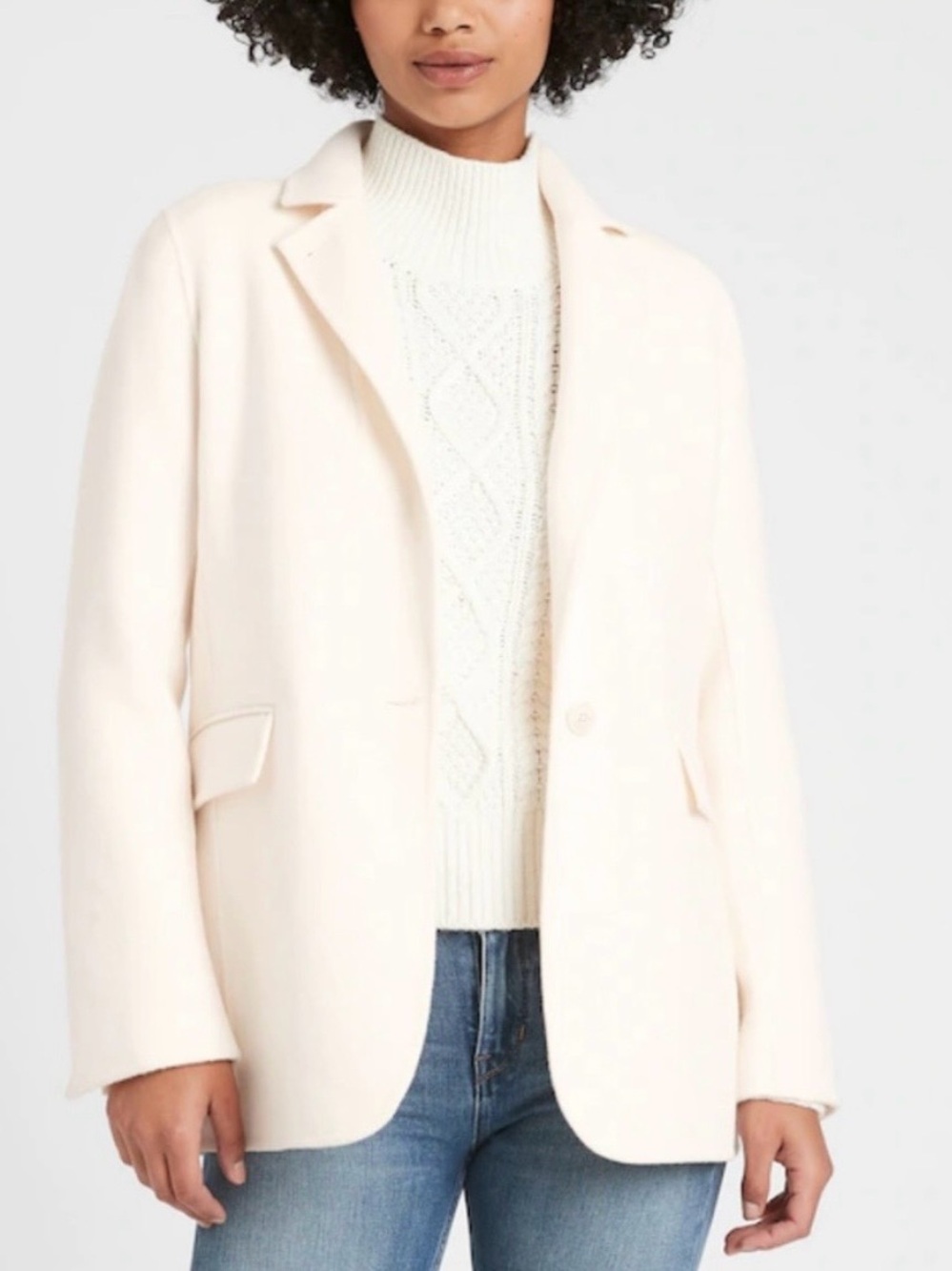 Banana Republic Off-White Single-Breasted Blazer